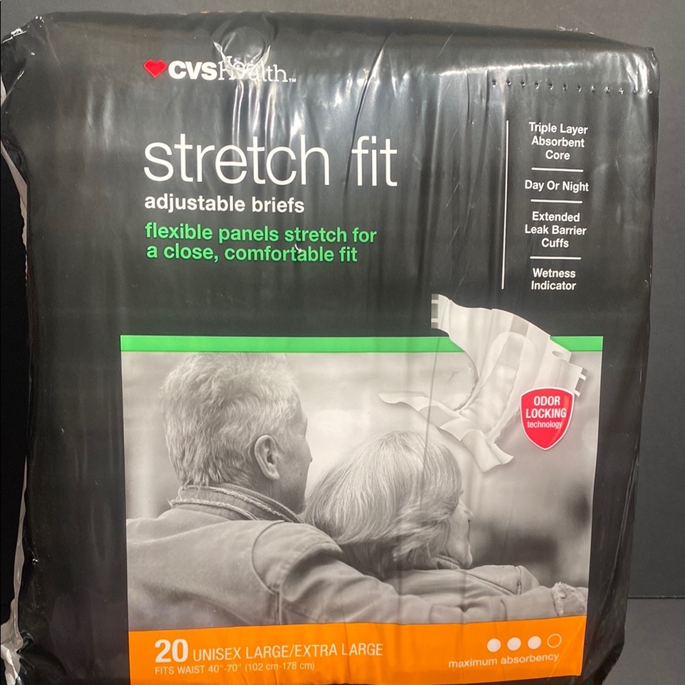 Stretch Fit Adjustable Briefs - White 20 pack maximum absorbency